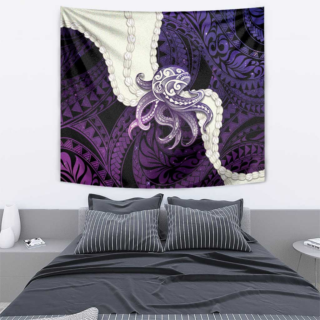 Purple Galaxy Polynesia Tribal Octopus Tattoo Tapestry Pikake Lei Polynesian Pattern
