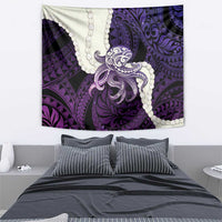 Purple Galaxy Polynesia Tribal Octopus Tattoo Tapestry Pikake Lei Polynesian Pattern