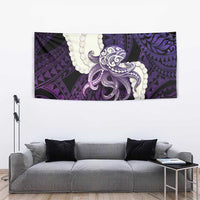 Purple Galaxy Polynesia Tribal Octopus Tattoo Tapestry Pikake Lei Polynesian Pattern