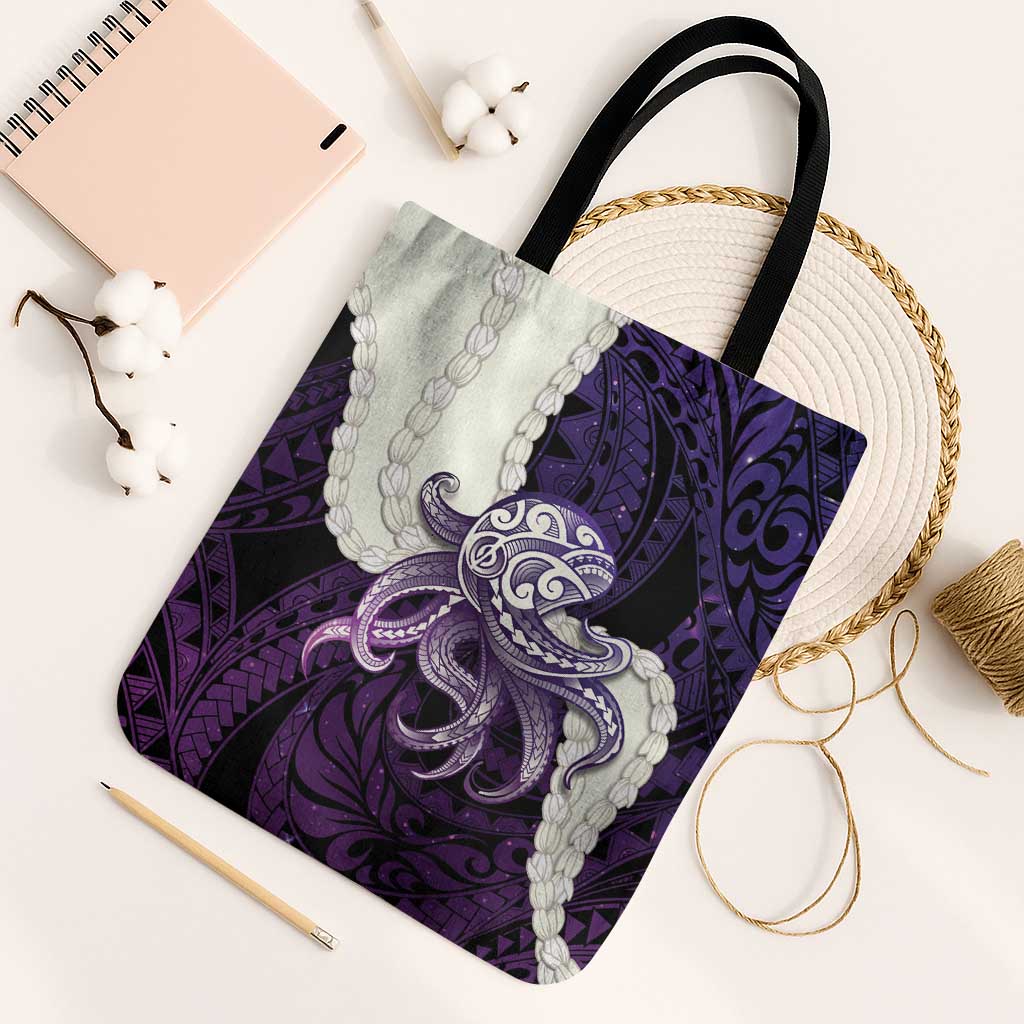 Purple Galaxy Polynesia Tribal Octopus Tattoo Tote Bag Pikake Lei Polynesian Pattern LT14 Black Strap One Size Purple - Polynesian Pride