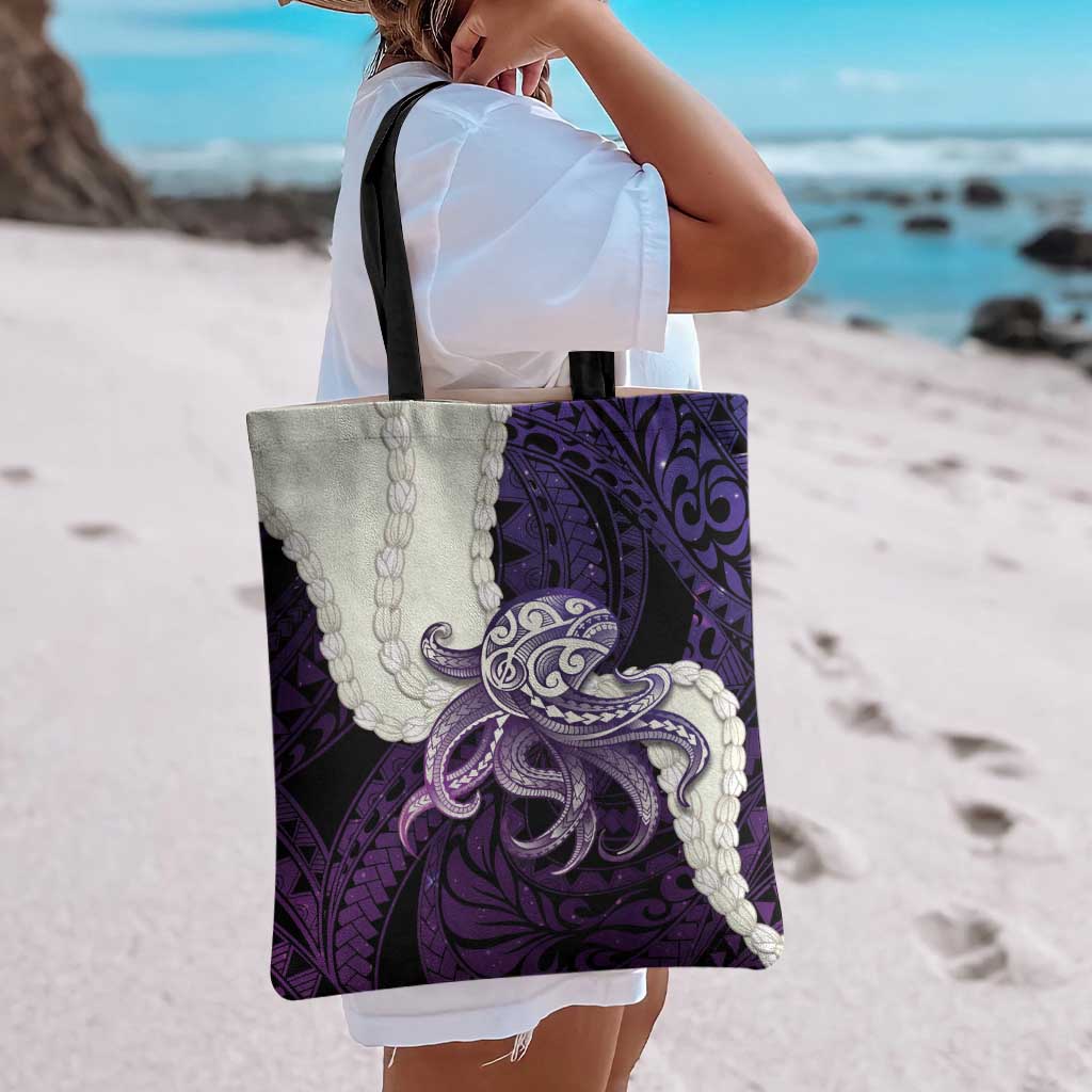 Purple Galaxy Polynesia Tribal Octopus Tattoo Tote Bag Pikake Lei Polynesian Pattern LT14 - Polynesian Pride