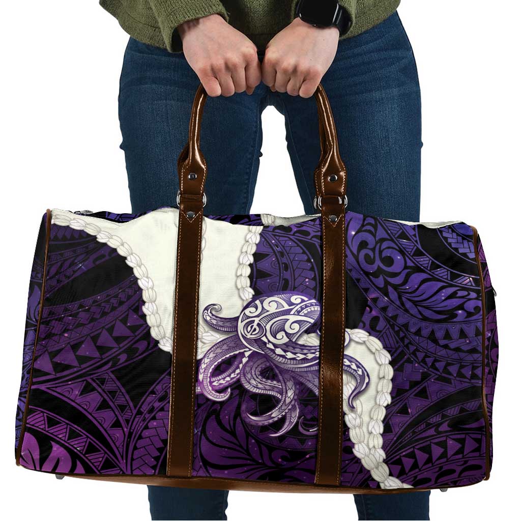 Purple Galaxy Polynesia Tribal Octopus Tattoo Travel Bag Pikake Lei Polynesian Pattern