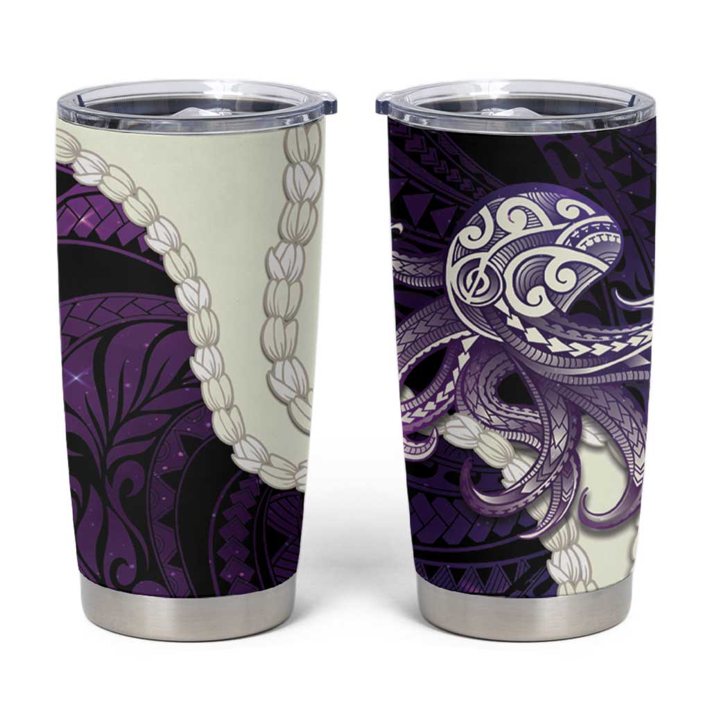 Purple Galaxy Polynesia Tribal Octopus Tattoo Tumbler Cup Pikake Lei Polynesian Pattern LT14 Purple - Polynesian Pride
