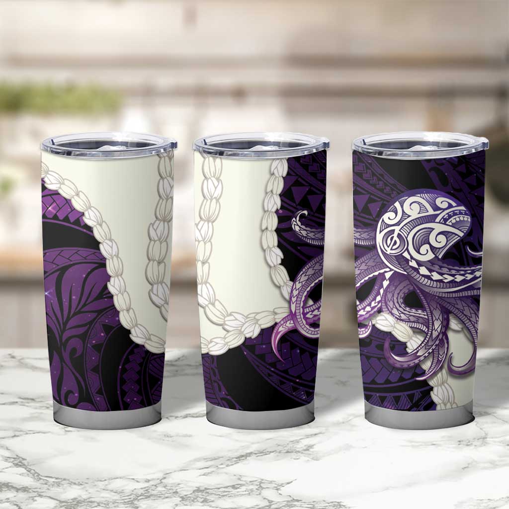 Purple Galaxy Polynesia Tribal Octopus Tattoo Tumbler Cup Pikake Lei Polynesian Pattern LT14 - Polynesian Pride