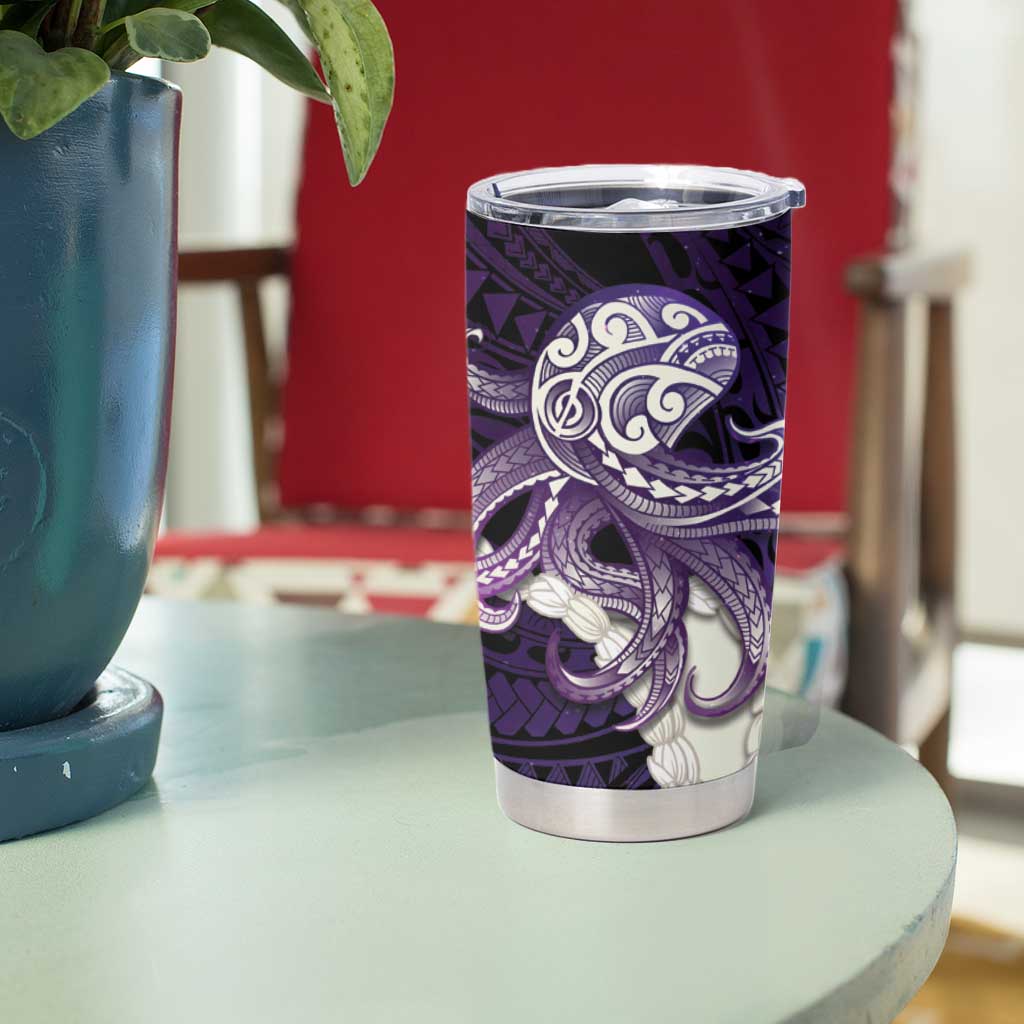 Purple Galaxy Polynesia Tribal Octopus Tattoo Tumbler Cup Pikake Lei Polynesian Pattern LT14 - Polynesian Pride
