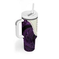 Purple Galaxy Polynesia Tribal Octopus Tattoo Tumbler With Handle Pikake Lei Polynesian Pattern LT14 - Polynesian Pride
