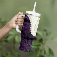 Purple Galaxy Polynesia Tribal Octopus Tattoo Tumbler With Handle Pikake Lei Polynesian Pattern LT14 - Polynesian Pride
