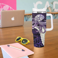 Purple Galaxy Polynesia Tribal Octopus Tattoo Tumbler With Handle Pikake Lei Polynesian Pattern LT14 - Polynesian Pride