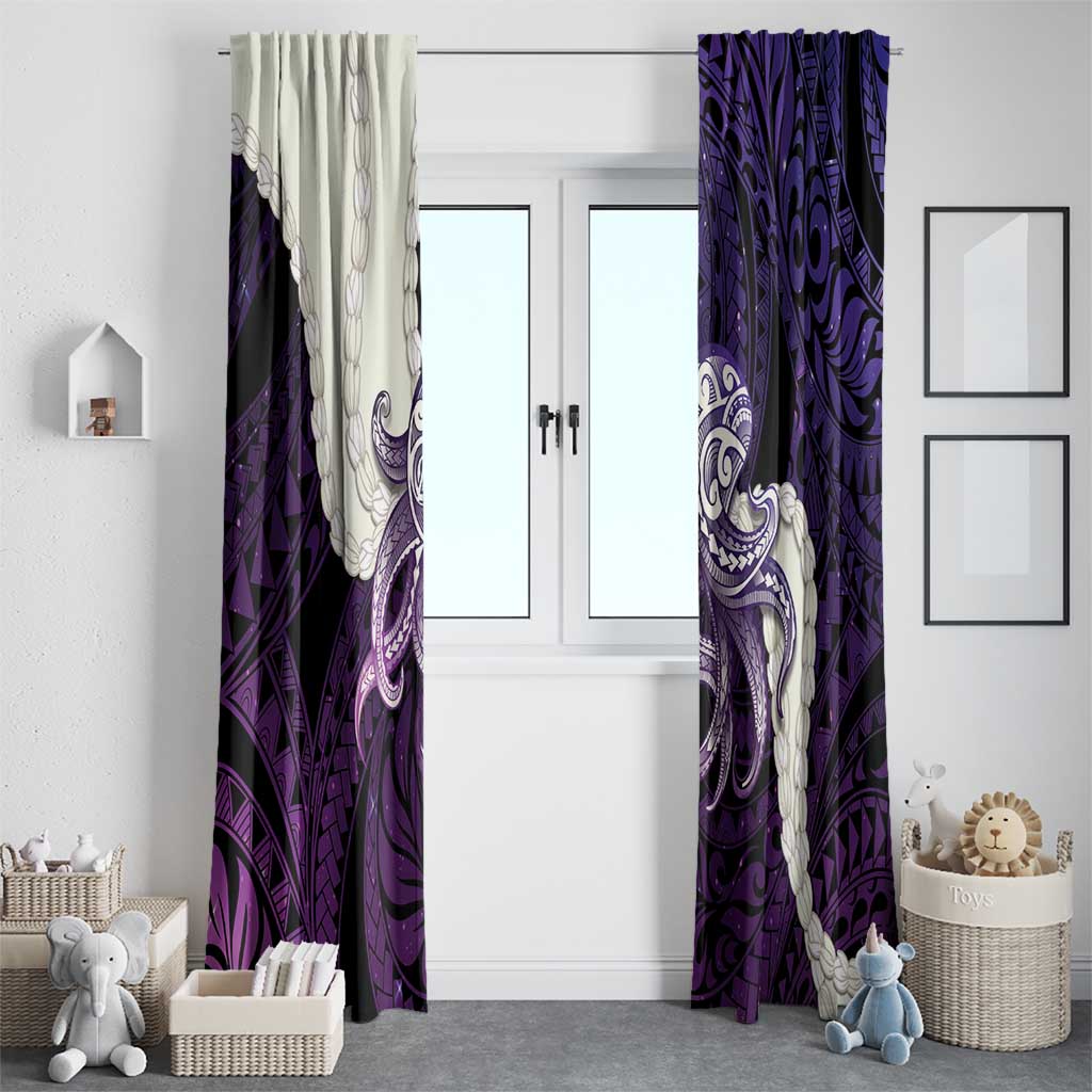 Purple Galaxy Polynesia Tribal Octopus Tattoo Window Curtain Pikake Lei Polynesian Pattern LT14 - Polynesian Pride