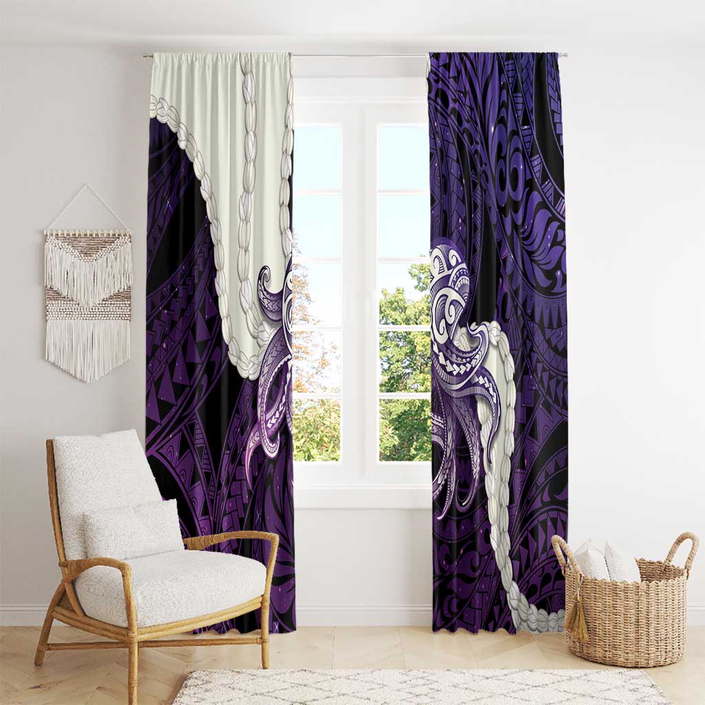 Purple Galaxy Polynesia Tribal Octopus Tattoo Window Curtain Pikake Lei Polynesian Pattern LT14 - Polynesian Pride