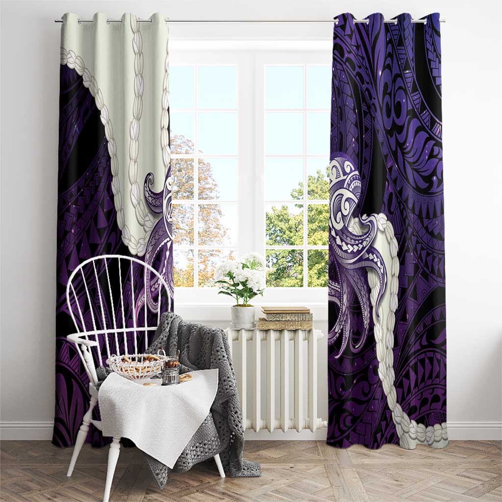 Purple Galaxy Polynesia Tribal Octopus Tattoo Window Curtain Pikake Lei Polynesian Pattern LT14 - Polynesian Pride
