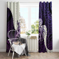 Purple Galaxy Polynesia Tribal Octopus Tattoo Window Curtain Pikake Lei Polynesian Pattern LT14 - Polynesian Pride