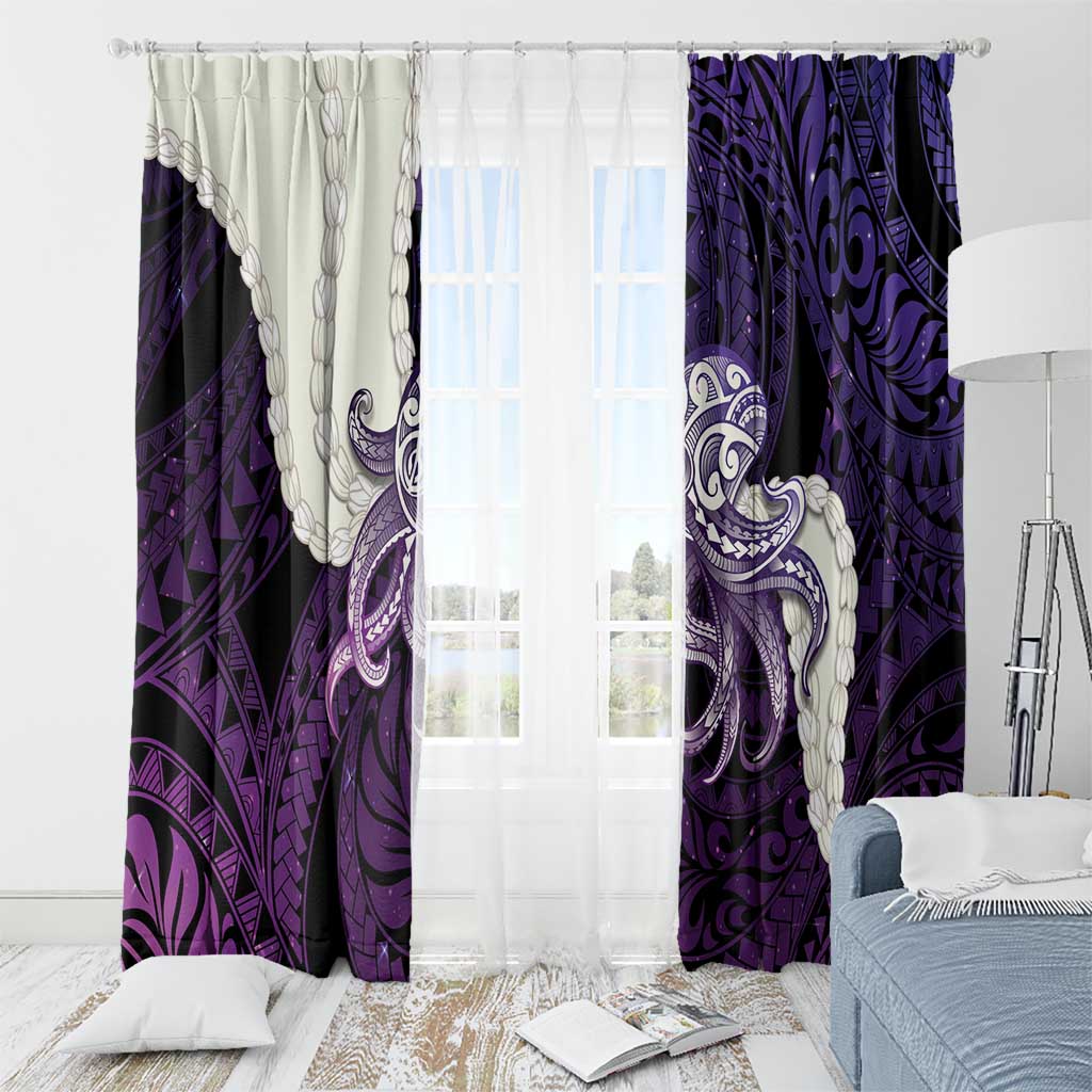 Purple Galaxy Polynesia Tribal Octopus Tattoo Window Curtain Pikake Lei Polynesian Pattern LT14 - Polynesian Pride