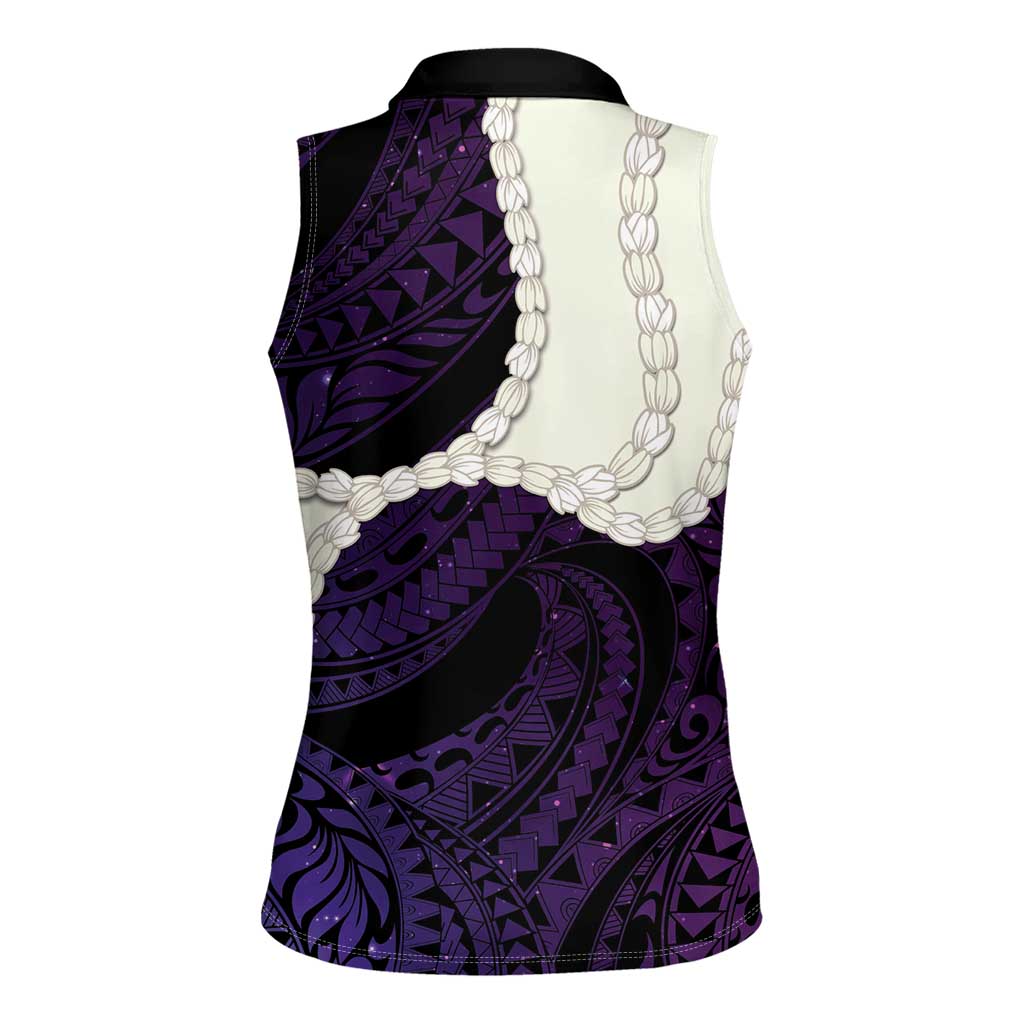 Purple Galaxy Polynesia Tribal Octopus Tattoo Women Sleeveless Polo Shirt Pikake Lei Polynesian Pattern LT14 - Polynesian Pride