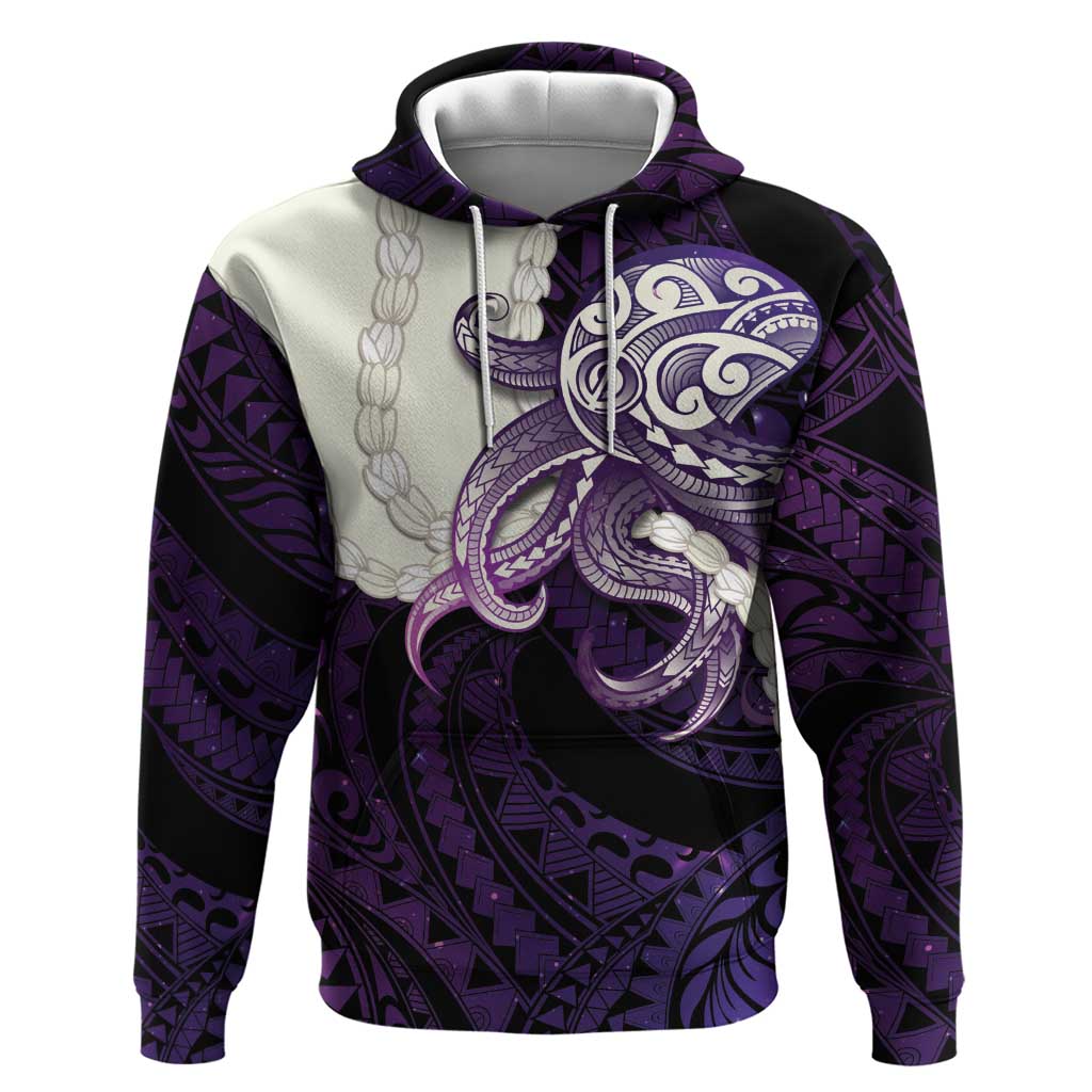 Purple Galaxy Polynesia Tribal Octopus Tattoo Zip Hoodie Pikake Lei Polynesian Pattern LT14 Pullover Hoodie Purple - Polynesian Pride