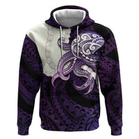 Purple Galaxy Polynesia Tribal Octopus Tattoo Zip Hoodie Pikake Lei Polynesian Pattern LT14 Pullover Hoodie Purple - Polynesian Pride