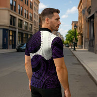 Purple Galaxy Polynesia Tribal Octopus Tattoo Zipper Polo Shirt Pikake Lei Polynesian Pattern LT14 - Polynesian Pride