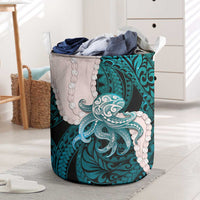 Teal Galaxy Polynesia Tribal Octopus Tattoo Laundry Basket Pikake Lei Polynesian Pattern LT14 Teal - Polynesian Pride