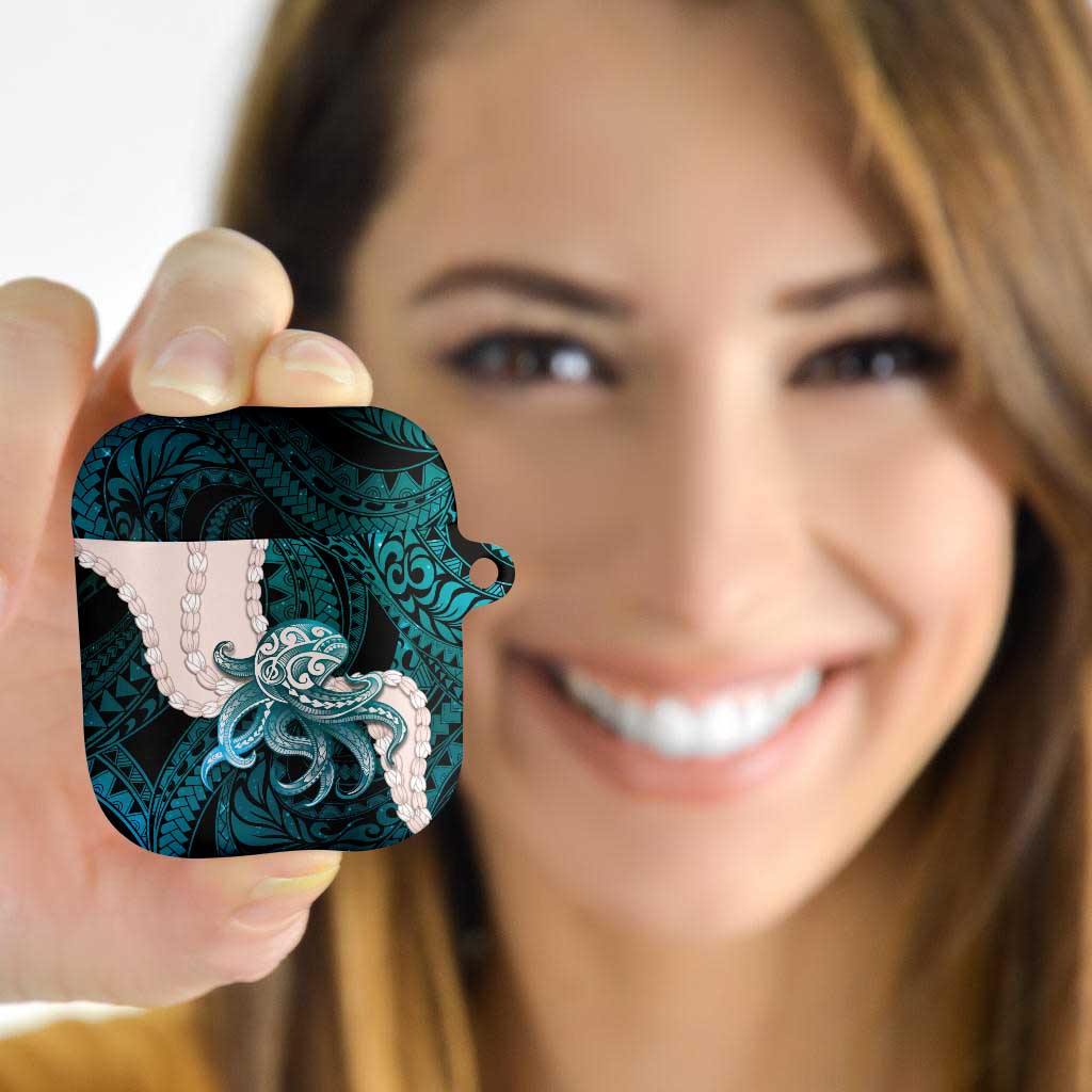 Teal Galaxy Polynesia Tribal Octopus Tattoo AirPods Case Pikake Lei Polynesian Pattern LT14 - Polynesian Pride