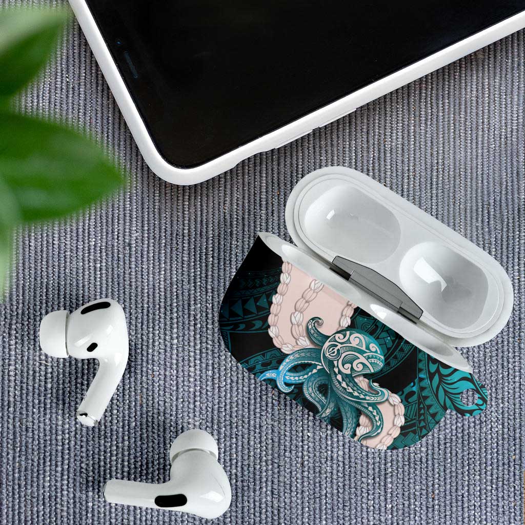 Teal Galaxy Polynesia Tribal Octopus Tattoo AirPods Case Pikake Lei Polynesian Pattern LT14 - Polynesian Pride