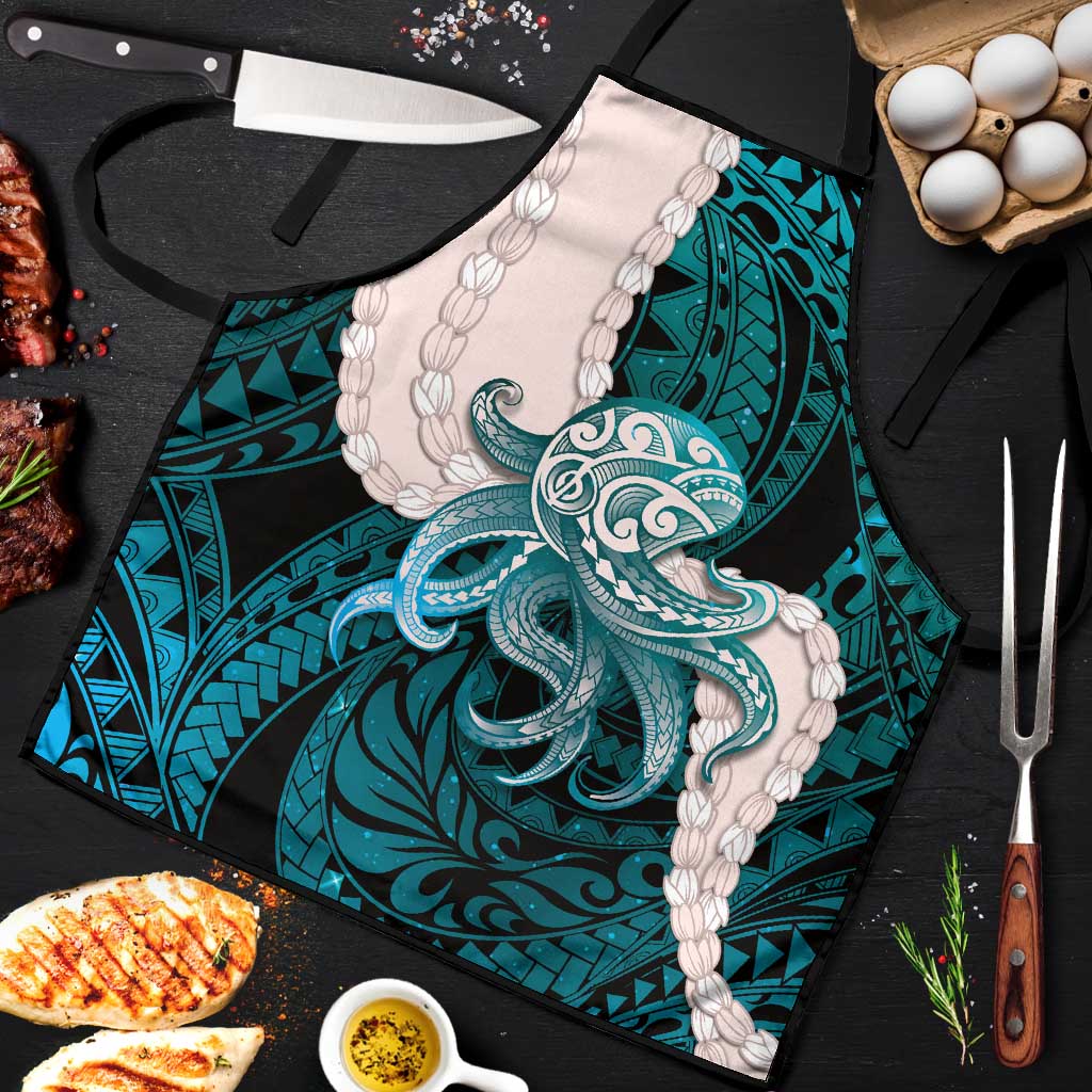 Teal Galaxy Polynesia Tribal Octopus Tattoo Apron Pikake Lei Polynesian Pattern LT14 Teal - Polynesian Pride