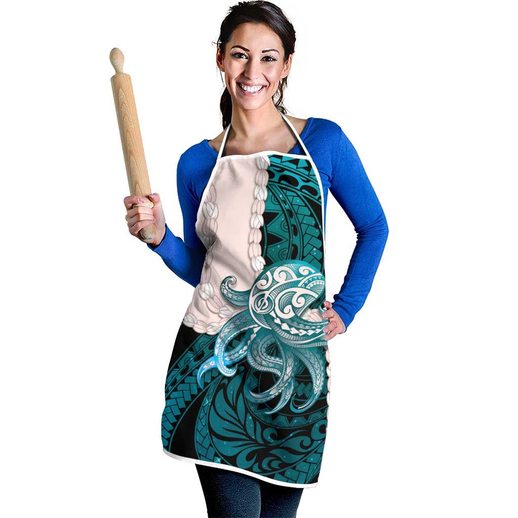 Teal Galaxy Polynesia Tribal Octopus Tattoo Apron Pikake Lei Polynesian Pattern LT14 - Polynesian Pride