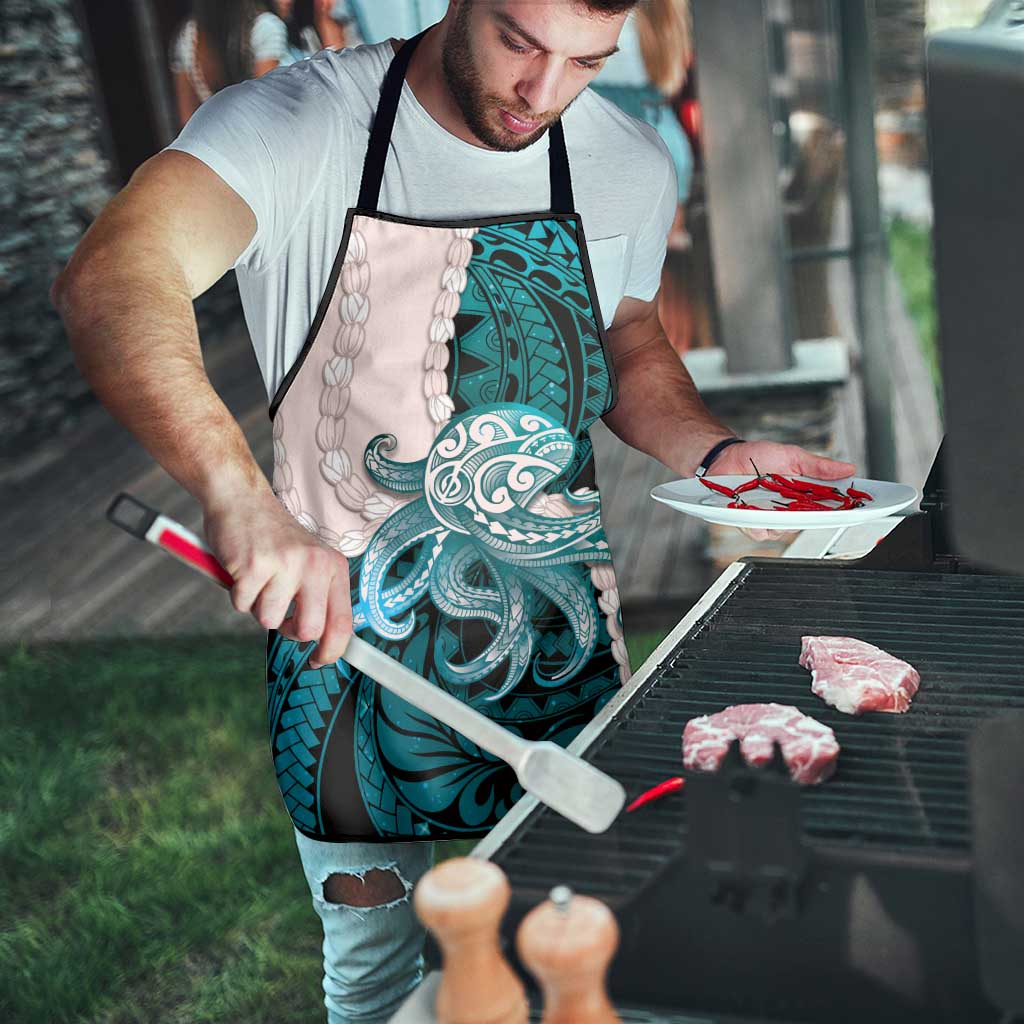 Teal Galaxy Polynesia Tribal Octopus Tattoo Apron Pikake Lei Polynesian Pattern LT14 - Polynesian Pride