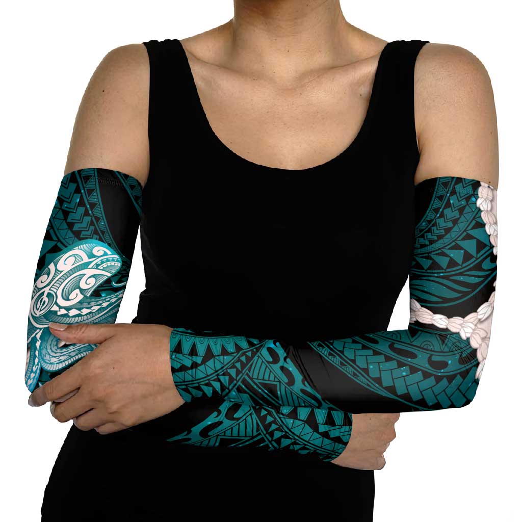 Teal Galaxy Polynesia Tribal Octopus Tattoo Arm Sleeves Pikake Lei Polynesian Pattern LT14 - Polynesian Pride