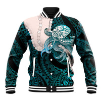 Teal Galaxy Polynesia Tribal Octopus Tattoo Baseball Jacket Pikake Lei Polynesian Pattern LT14 Unisex Teal - Polynesian Pride