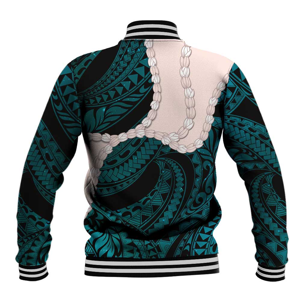 Teal Galaxy Polynesia Tribal Octopus Tattoo Baseball Jacket Pikake Lei Polynesian Pattern LT14 - Polynesian Pride