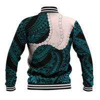 Teal Galaxy Polynesia Tribal Octopus Tattoo Baseball Jacket Pikake Lei Polynesian Pattern LT14 - Polynesian Pride