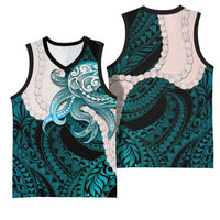 Teal Galaxy Polynesia Tribal Octopus Tattoo Basketball Jersey Pikake Lei Polynesian Pattern LT14 - Polynesian Pride