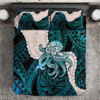 Teal Galaxy Polynesia Tribal Octopus Tattoo Bedding Set Pikake Lei Polynesian Pattern LT14 Teal - Polynesian Pride