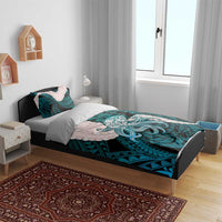 Teal Galaxy Polynesia Tribal Octopus Tattoo Bedding Set Pikake Lei Polynesian Pattern LT14 - Polynesian Pride