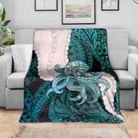 Teal Galaxy Polynesia Tribal Octopus Tattoo Blanket Pikake Lei Polynesian Pattern LT14 - Polynesian Pride