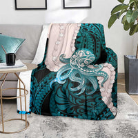 Teal Galaxy Polynesia Tribal Octopus Tattoo Blanket Pikake Lei Polynesian Pattern LT14 - Polynesian Pride