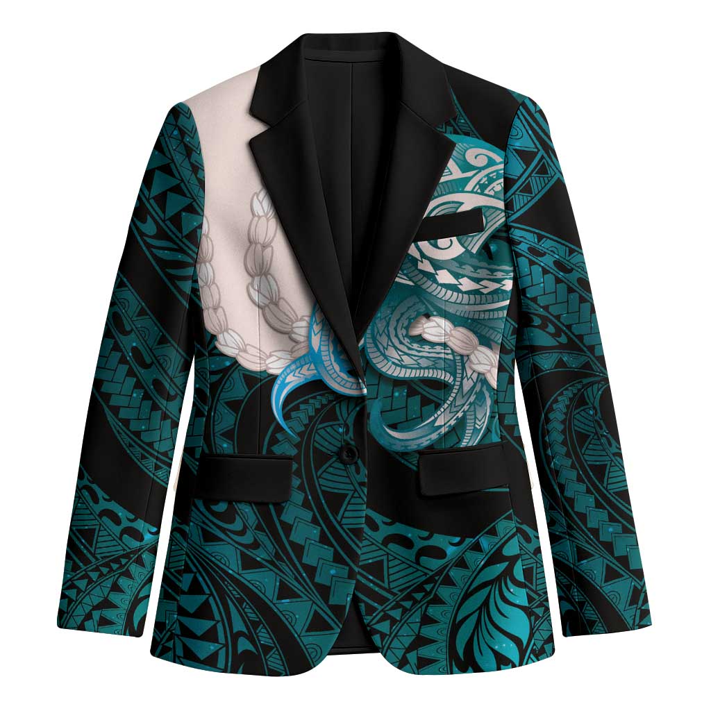 Teal Galaxy Polynesia Tribal Octopus Tattoo Blazer Pikake Lei Polynesian Pattern LT14 Unisex Teal - Polynesian Pride