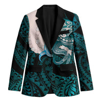 Teal Galaxy Polynesia Tribal Octopus Tattoo Blazer Pikake Lei Polynesian Pattern LT14 Unisex Teal - Polynesian Pride