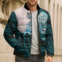 Teal Galaxy Polynesia Tribal Octopus Tattoo Bomber Puffer Jacket Pikake Lei Polynesian Pattern LT14 - Polynesian Pride