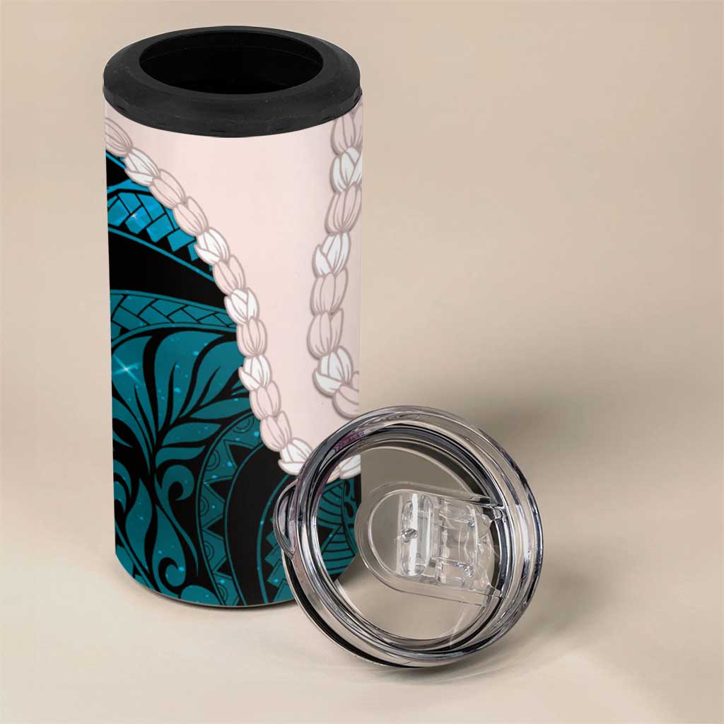 Teal Galaxy Polynesia Tribal Octopus Tattoo 4 in 1 Can Cooler Tumbler Pikake Lei Polynesian Pattern LT14 - Polynesian Pride