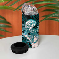 Teal Galaxy Polynesia Tribal Octopus Tattoo 4 in 1 Can Cooler Tumbler Pikake Lei Polynesian Pattern LT14 - Polynesian Pride