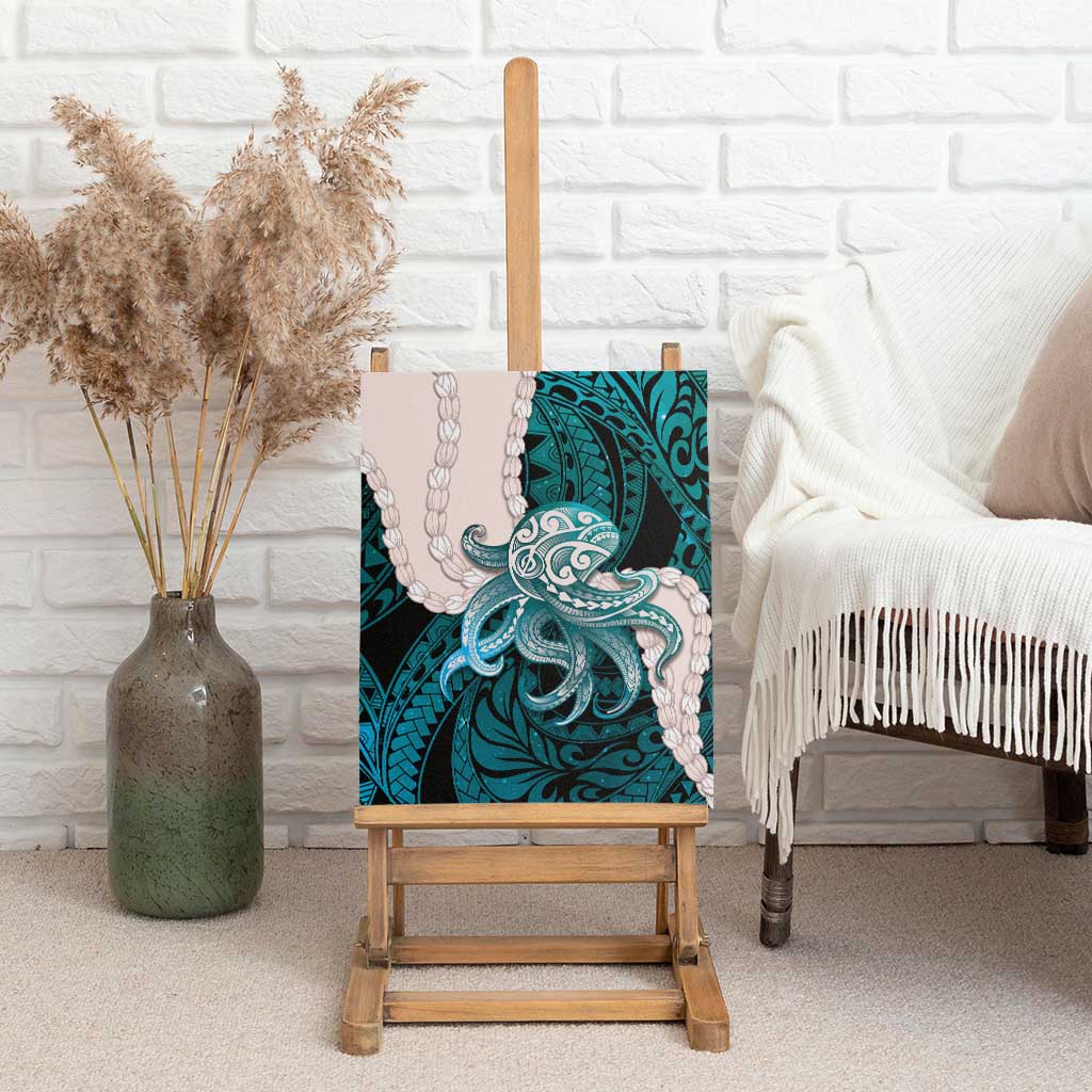 Teal Galaxy Polynesia Tribal Octopus Tattoo Canvas Wall Art Pikake Lei Polynesian Pattern LT14 - Polynesian Pride
