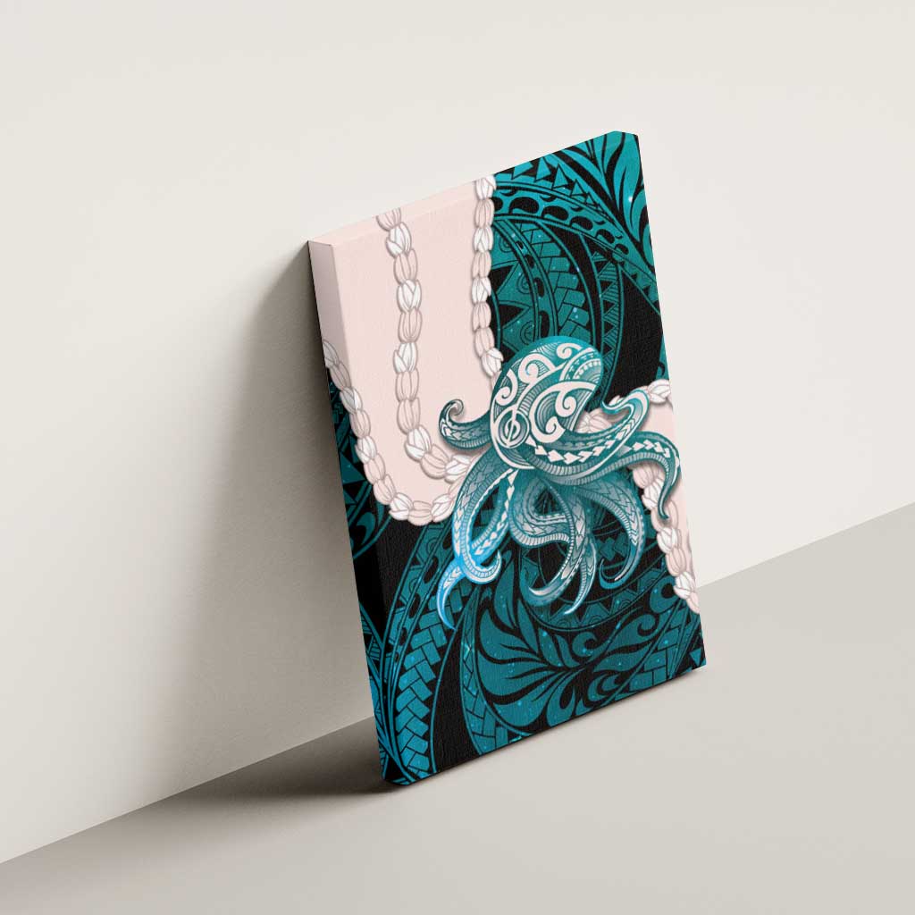 Teal Galaxy Polynesia Tribal Octopus Tattoo Canvas Wall Art Pikake Lei Polynesian Pattern LT14 - Polynesian Pride