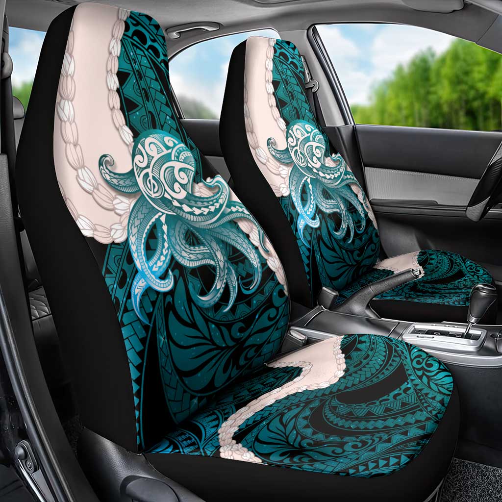 Teal Galaxy Polynesia Tribal Octopus Tattoo Car Seat Cover Pikake Lei Polynesian Pattern LT14 - Polynesian Pride
