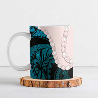 Teal Galaxy Polynesia Tribal Octopus Tattoo Ceramic Mug Pikake Lei Polynesian Pattern LT14 Teal - Polynesian Pride