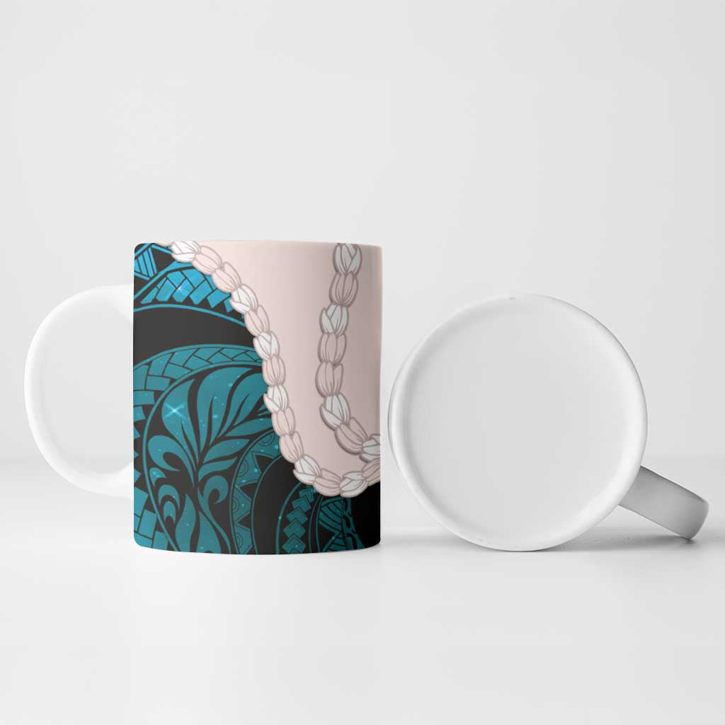 Teal Galaxy Polynesia Tribal Octopus Tattoo Ceramic Mug Pikake Lei Polynesian Pattern LT14 - Polynesian Pride