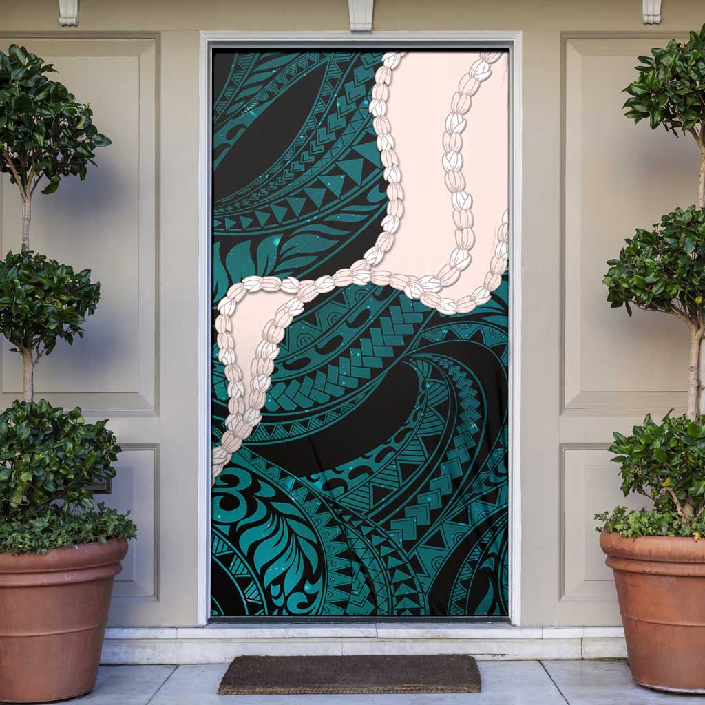 Teal Galaxy Polynesia Tribal Octopus Tattoo Door Cover Pikake Lei Polynesian Pattern LT14 Teal - Polynesian Pride