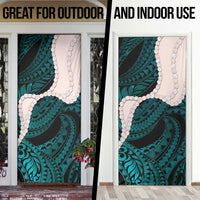 Teal Galaxy Polynesia Tribal Octopus Tattoo Door Cover Pikake Lei Polynesian Pattern LT14 - Polynesian Pride
