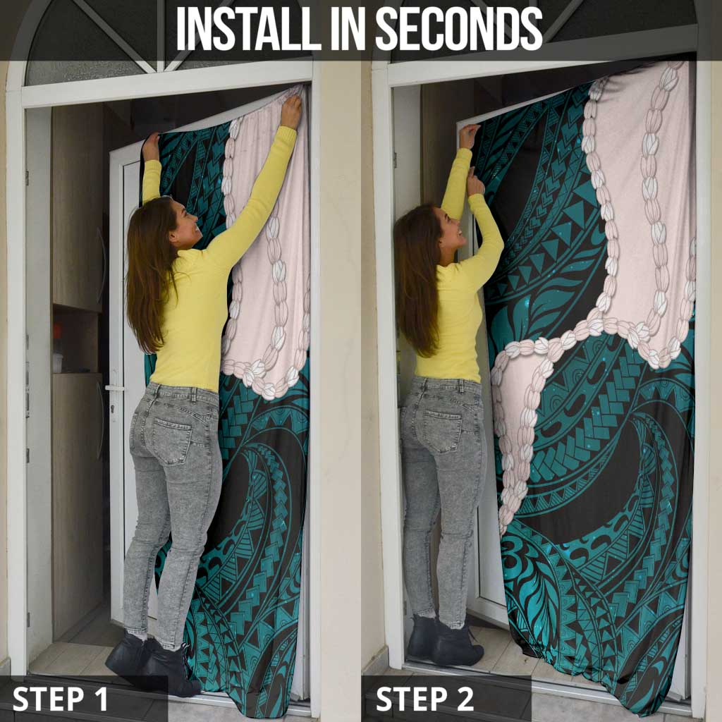Teal Galaxy Polynesia Tribal Octopus Tattoo Door Cover Pikake Lei Polynesian Pattern LT14 - Polynesian Pride