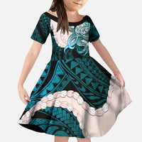 Teal Galaxy Polynesia Tribal Octopus Tattoo Family Matching Puletasi and Hawaiian Shirt Pikake Lei Polynesian Pattern